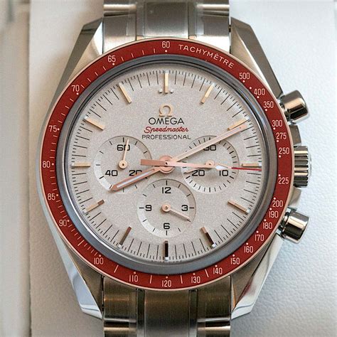 omega speedmaster red face|Omega Speedmaster reduced white dial.